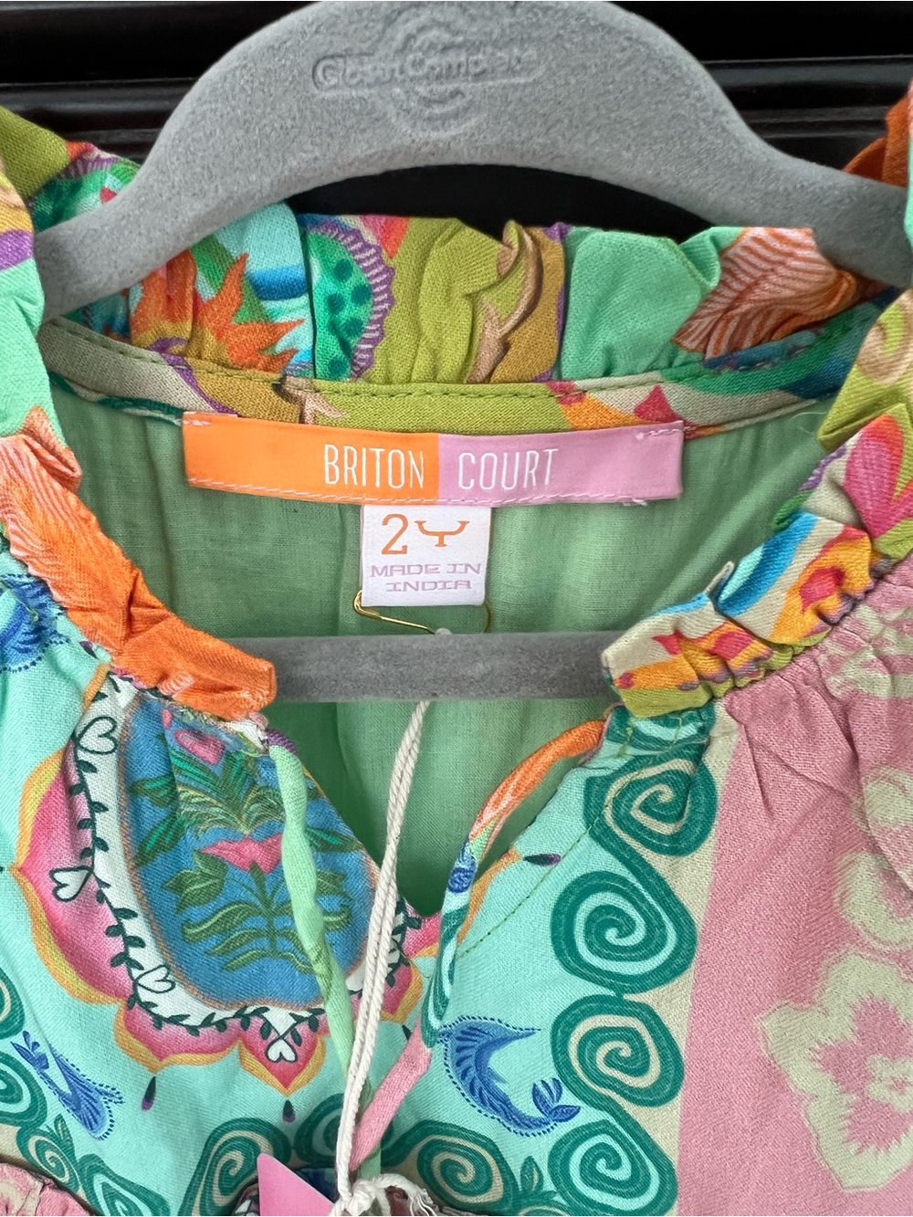 NWT Button-Down Girls' Lola Sleeveless Patchwork Dress - Pink & Green - 2Y - Picture 3 of 4